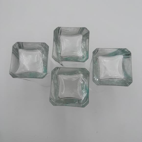 Vintage Tumblers Glasses Square Bottom with a Twist Glassware Set of 4 - Picture 4 of 8